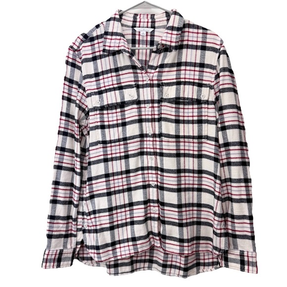 LL Bean Colorful Plaid Organic Cotton Button Flannel Shirt Size MEDIUM‎ - Picture 1 of 10